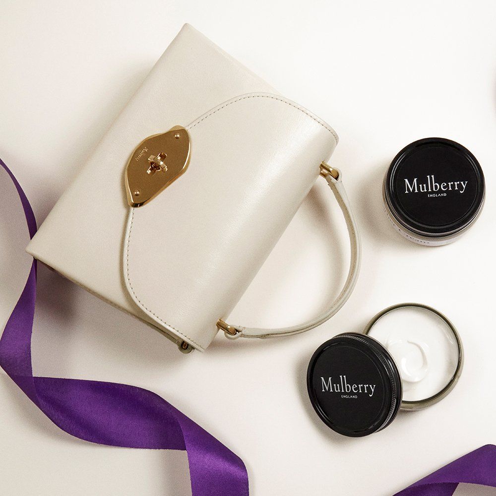 Mulberry small Lana bag in Eggshell with Mulberry leather care cream